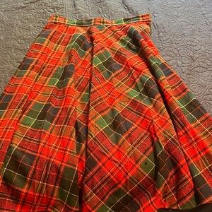 Vibrant Plaid A-Line Skirt - Red and Green